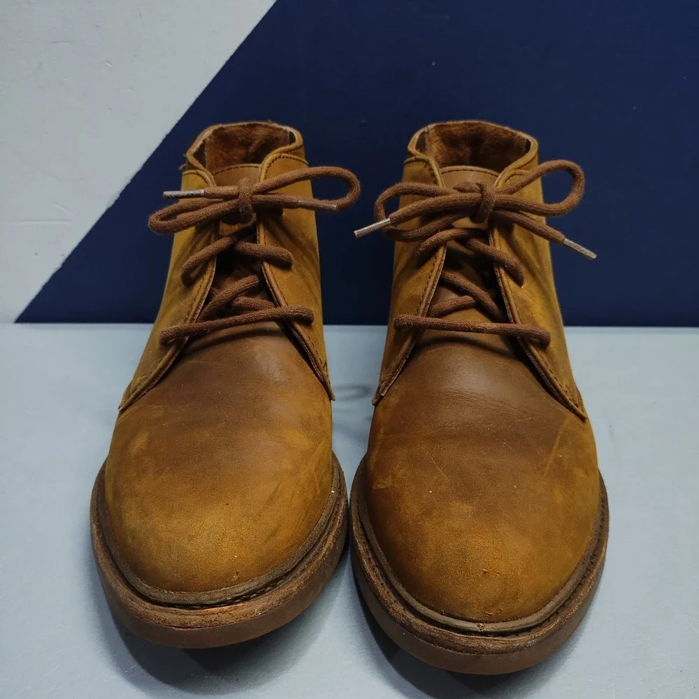 Timberland Chukka Boots Mens US 8.5M Brown Leather Waterproof Round Toe Lace Up